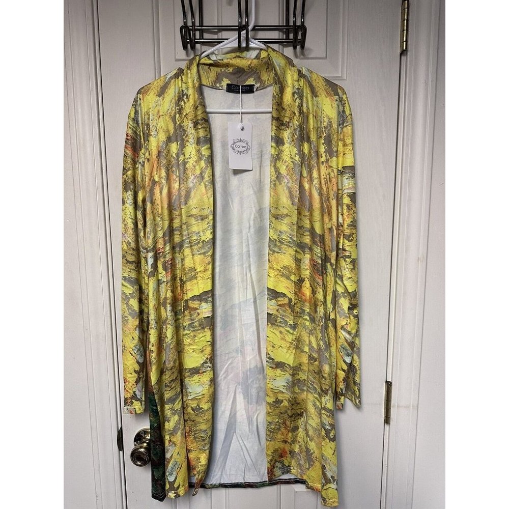Yellow Sunflower SDesignOpen Cardiganm Women's Size L NWT